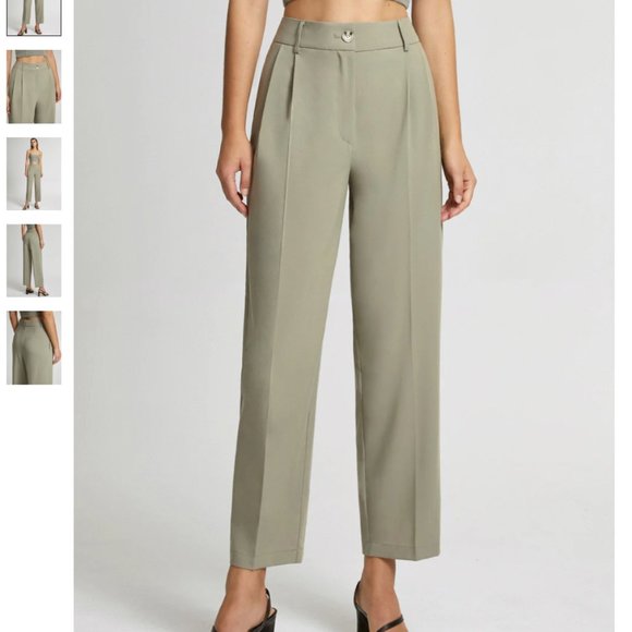Cropped Mid Rise Straight Leg Trousers - Picture 1 of 3